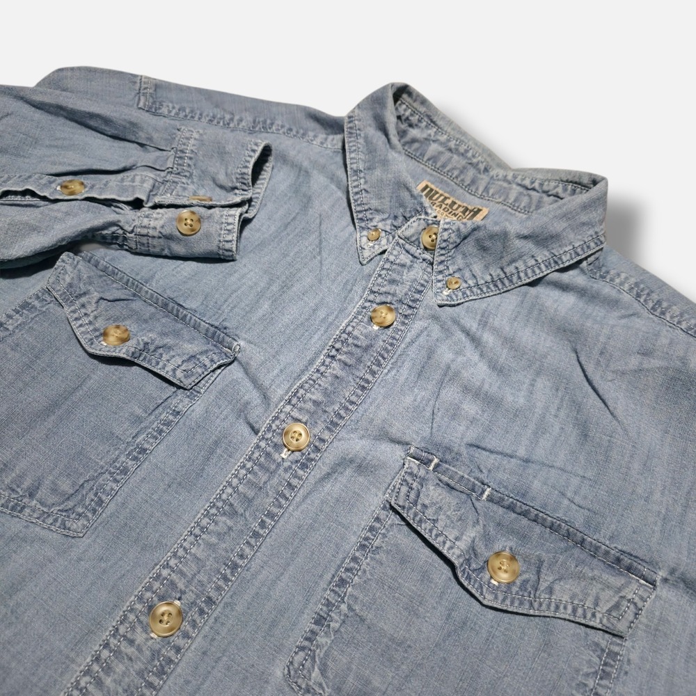 Duluth Trading Co. Denim Jean Button Up Shirt Western Ranch Mens XL Chambray